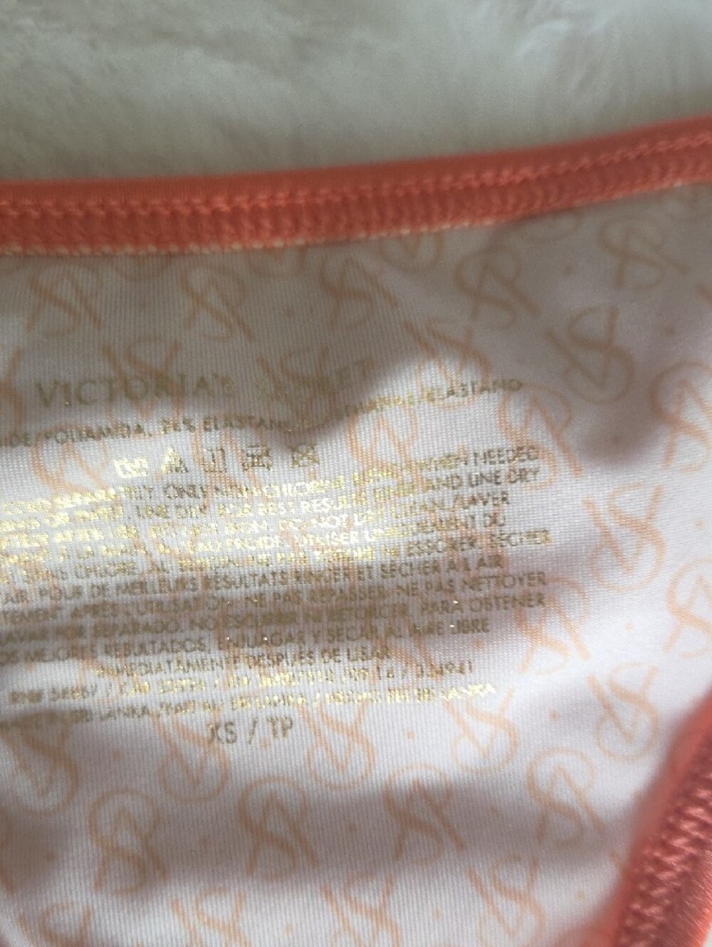 Victoria's Secret Coral Bikini Bottom with Pink Logo Print and Gold Accent - Picture 6 of 6